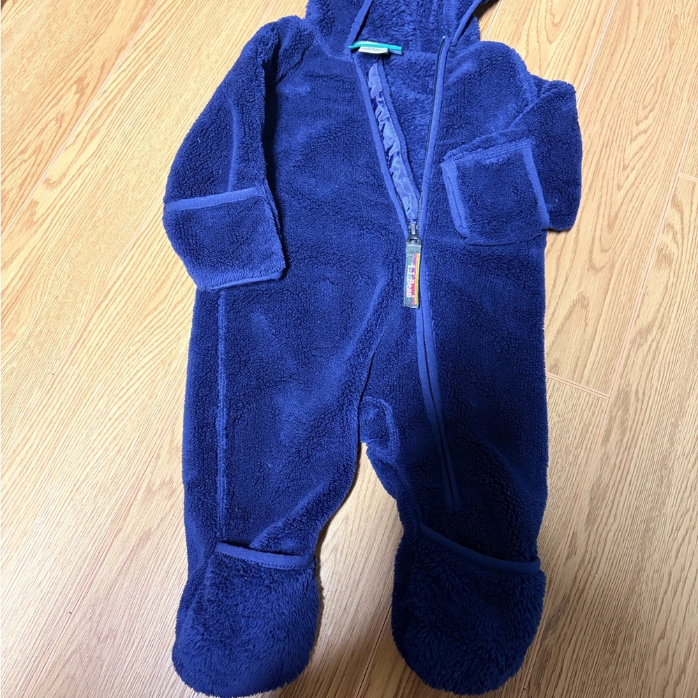 L.L. Bean Navy Kids One Piece Bunting 0-3 Mths